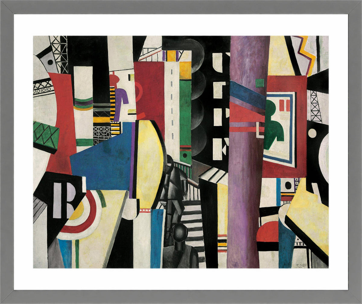 Fernand Leger Print, La Ville (The City) in a light grey frame