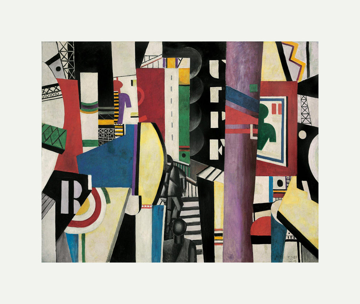 Fernand Leger Print, La Ville (The City) with an off-white border for rolled canvas