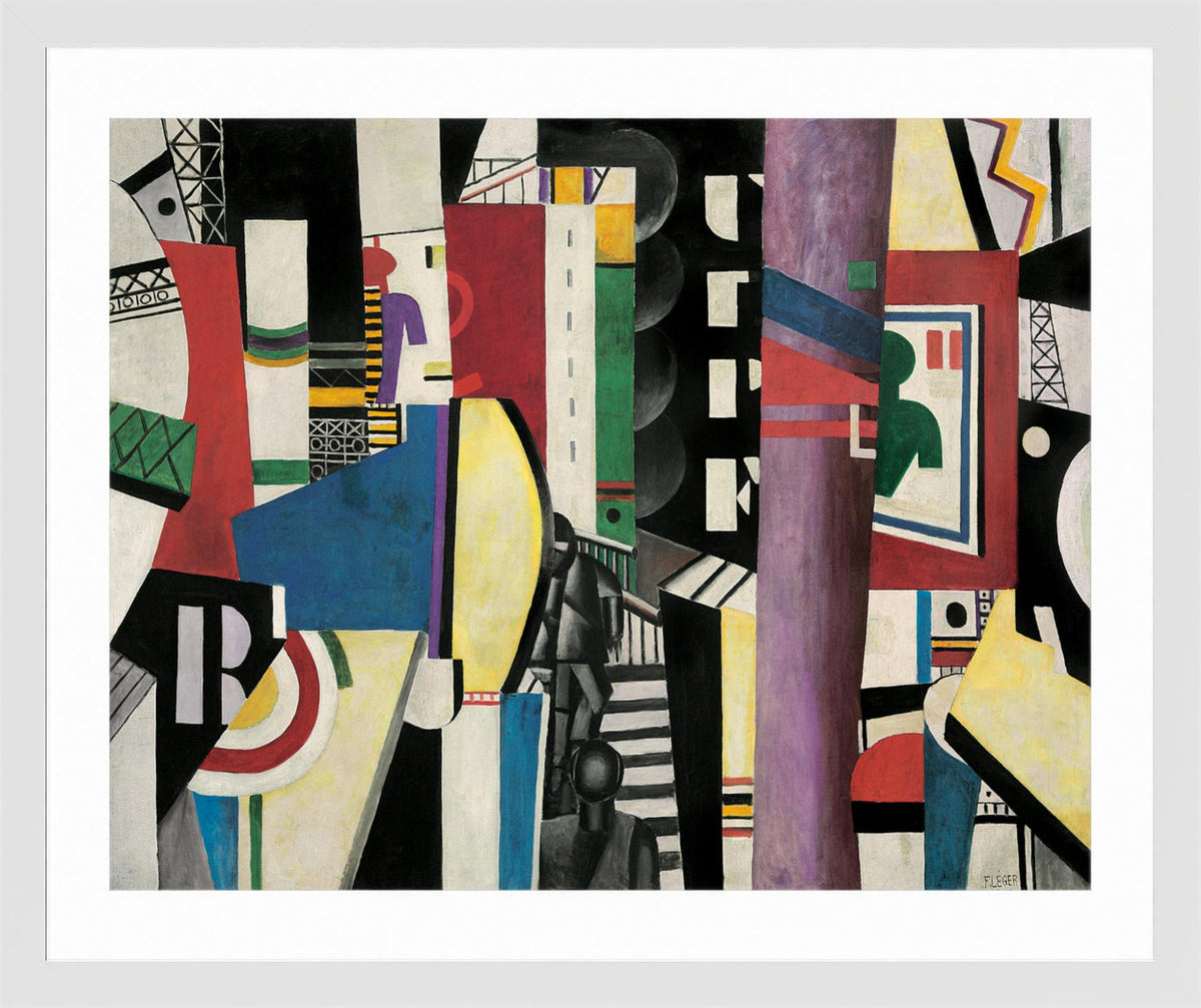 Fernand Leger Print, La Ville (The City) in a white frame
