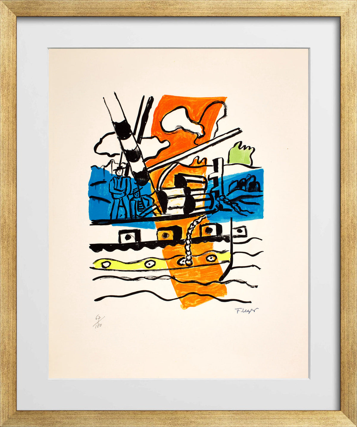 Fernand Léger, Le Remorqueur — gold frame