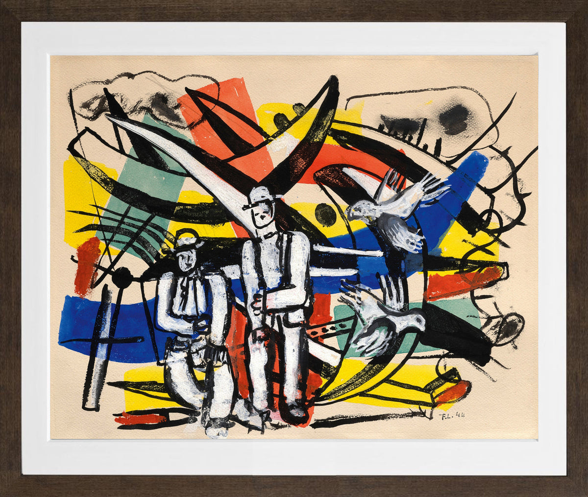 Fernand Léger, Les Colombes — brown frame
