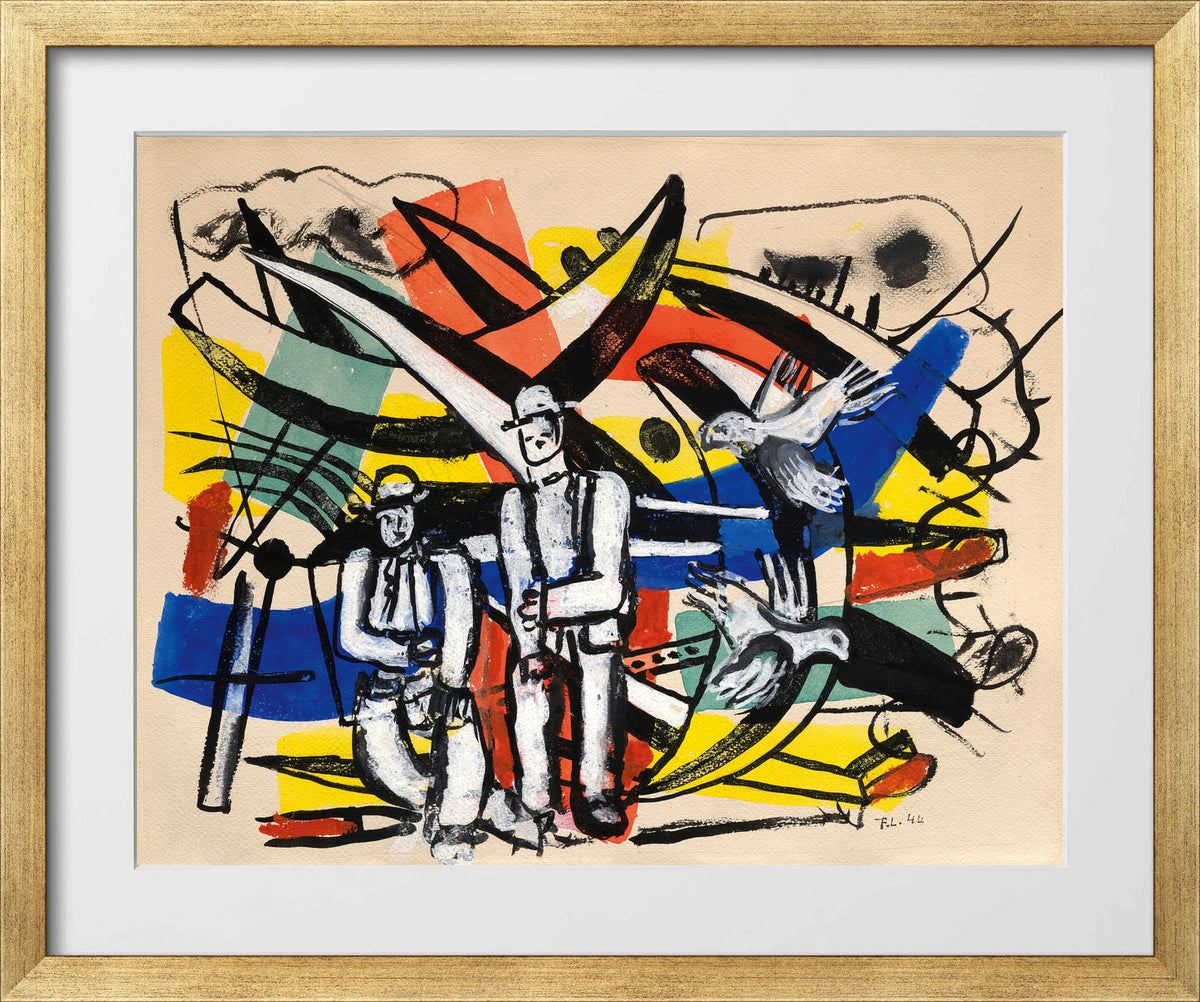 Fernand Léger, Les Colombes — gold frame