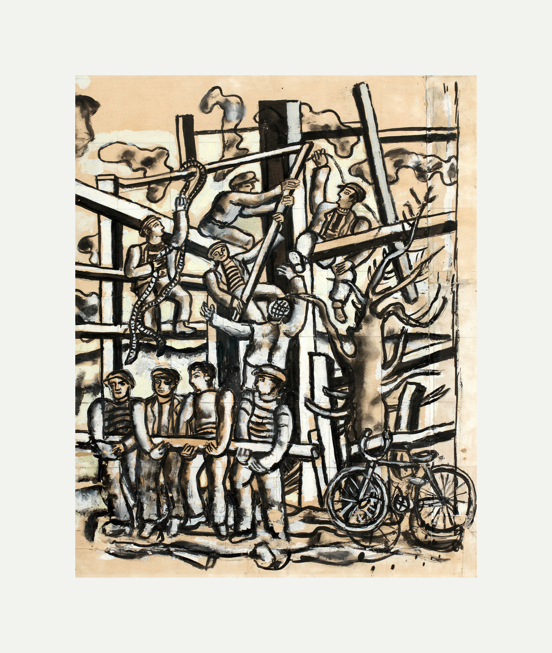 Fernand Léger, Les Constructeurs au vélo — rolled canvas