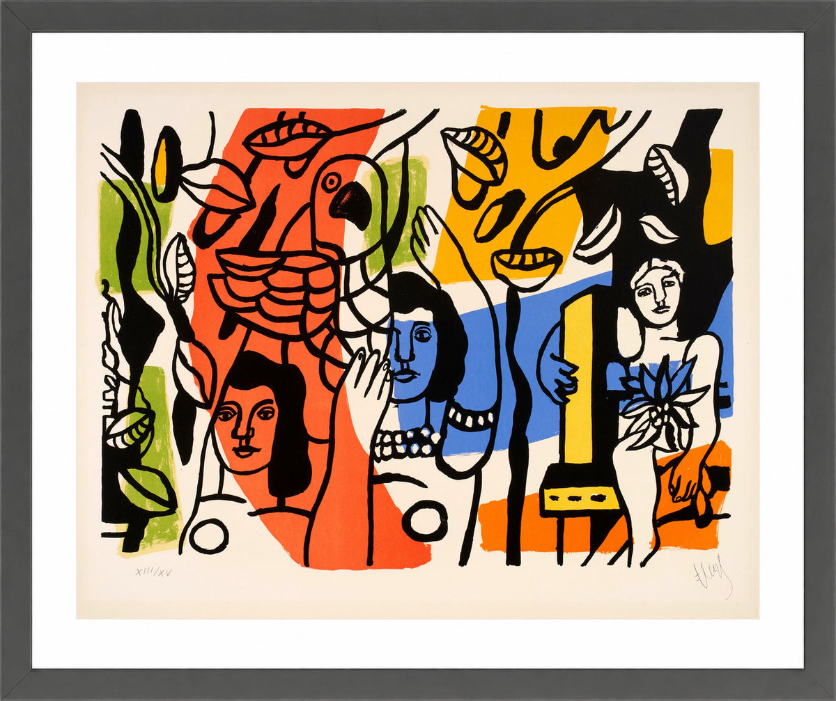 Fernand Léger, Les femmes au perroquet — dark grey frame