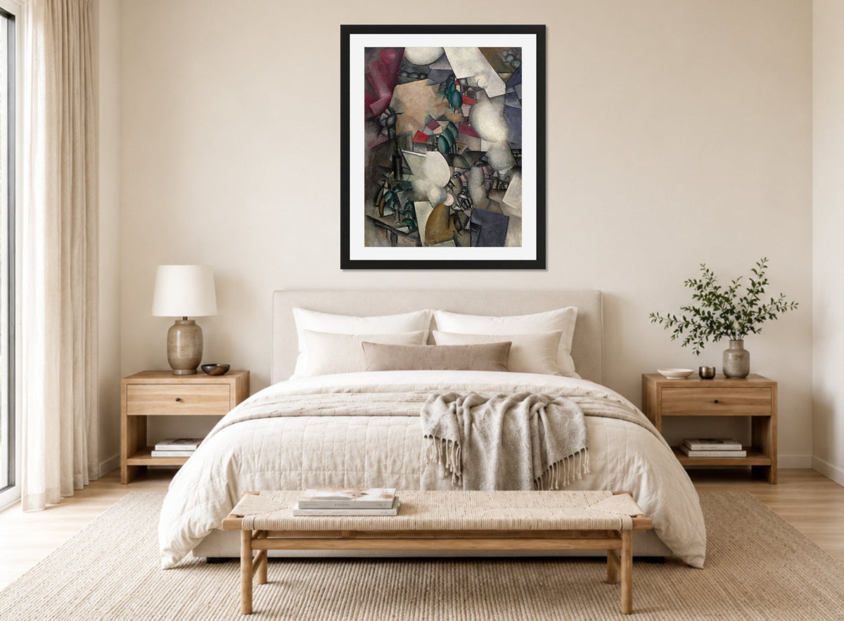 Fernand Leger Print, Les Fumeurs (The Smokers) displayed above a bed