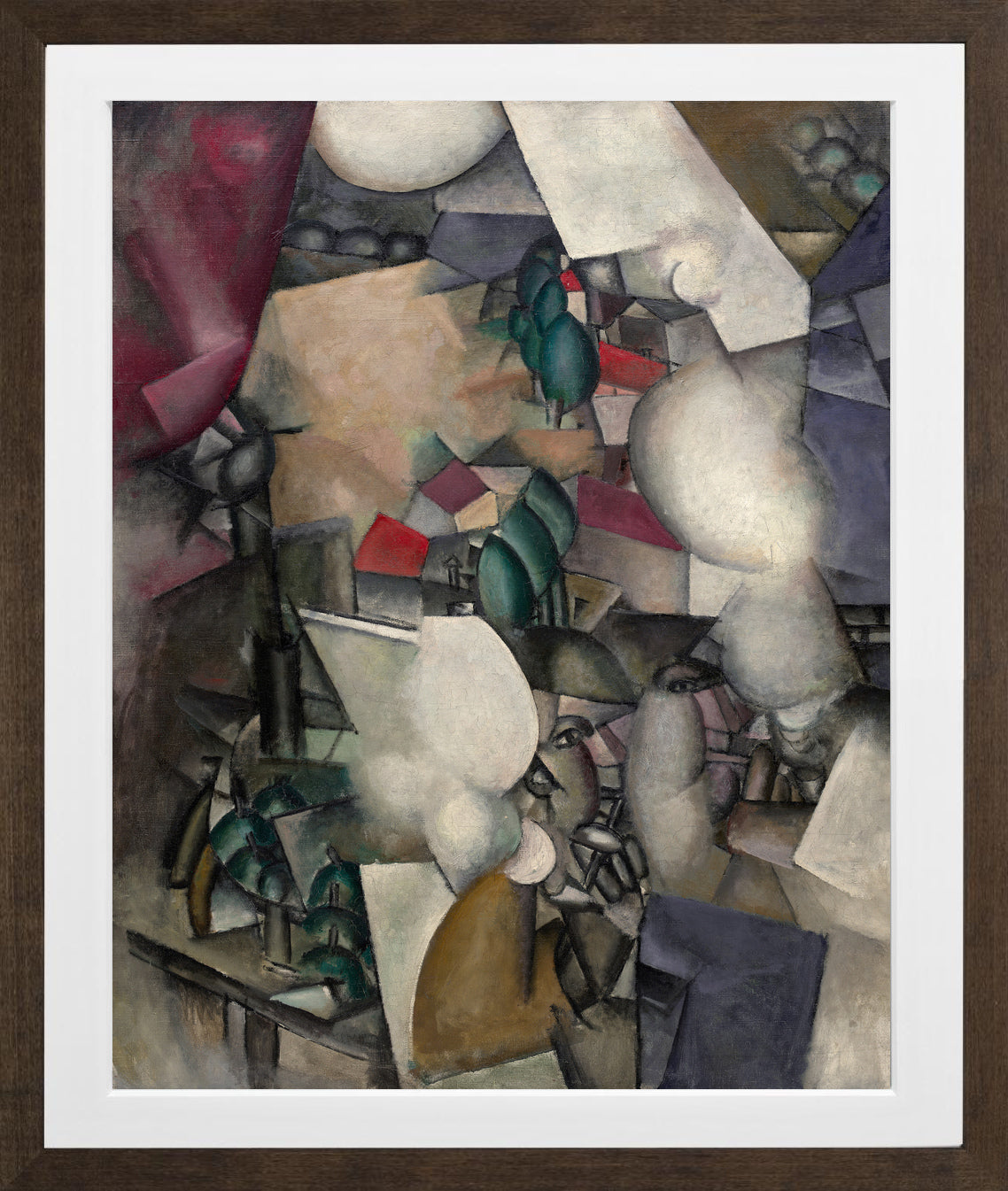 Fernand Leger Print, Les Fumeurs (The Smokers) in a brown frame
