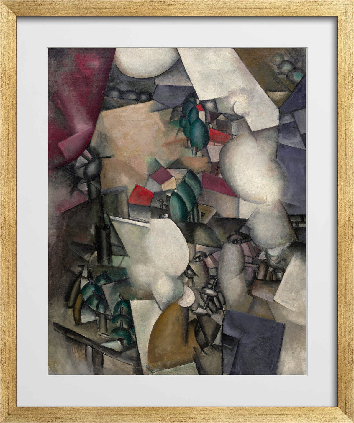 Fernand Leger Print, Les Fumeurs (The Smokers) in a gold frame