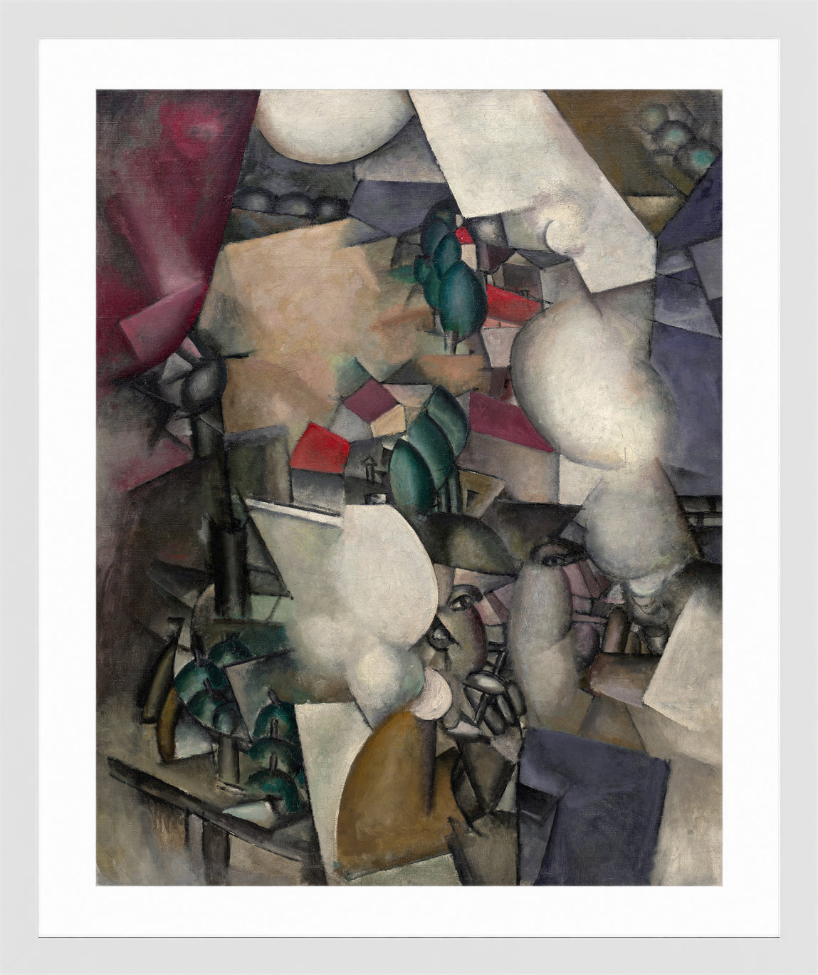 Fernand Leger Print, Les Fumeurs (The Smokers) in a white frame