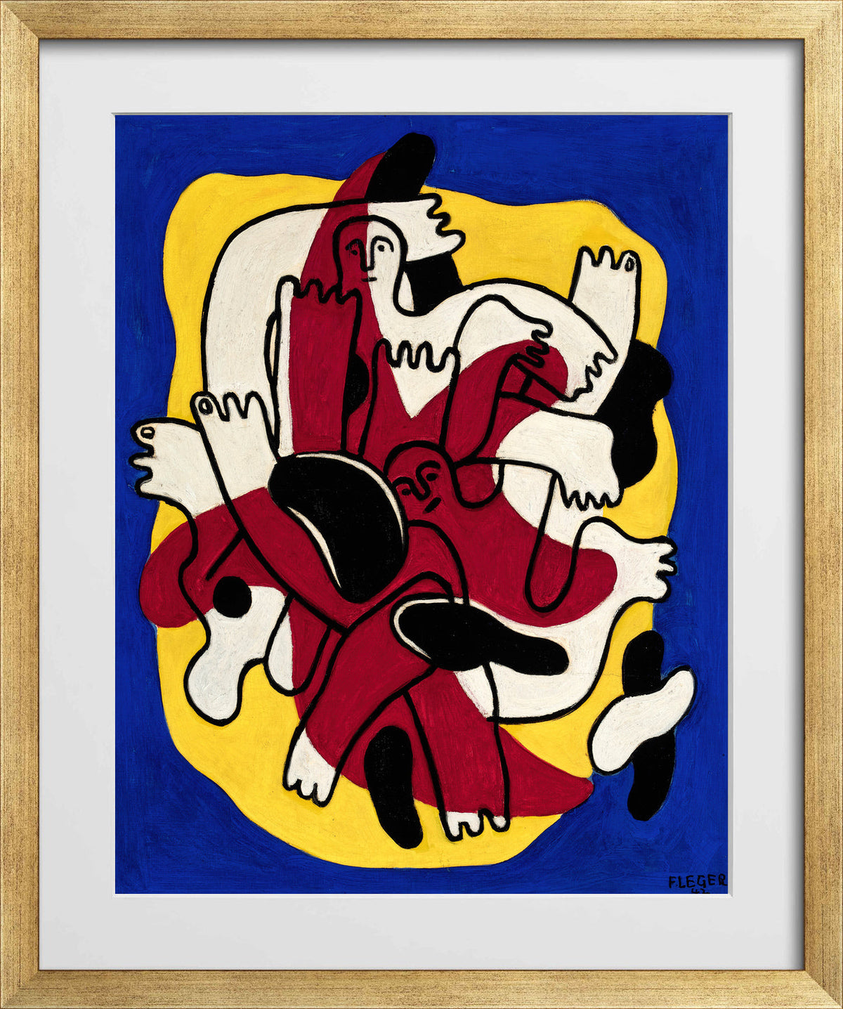 Fernand Léger, L’Étoile rouge (Les Plongeurs) — gold frame