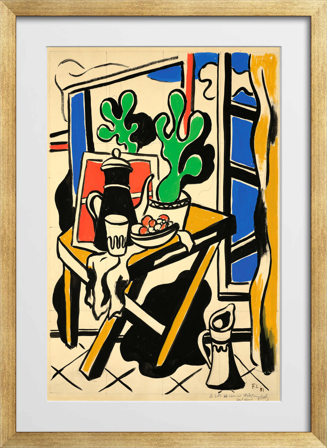 Fernand Léger, Nature morte dans la cuisine — gold frame