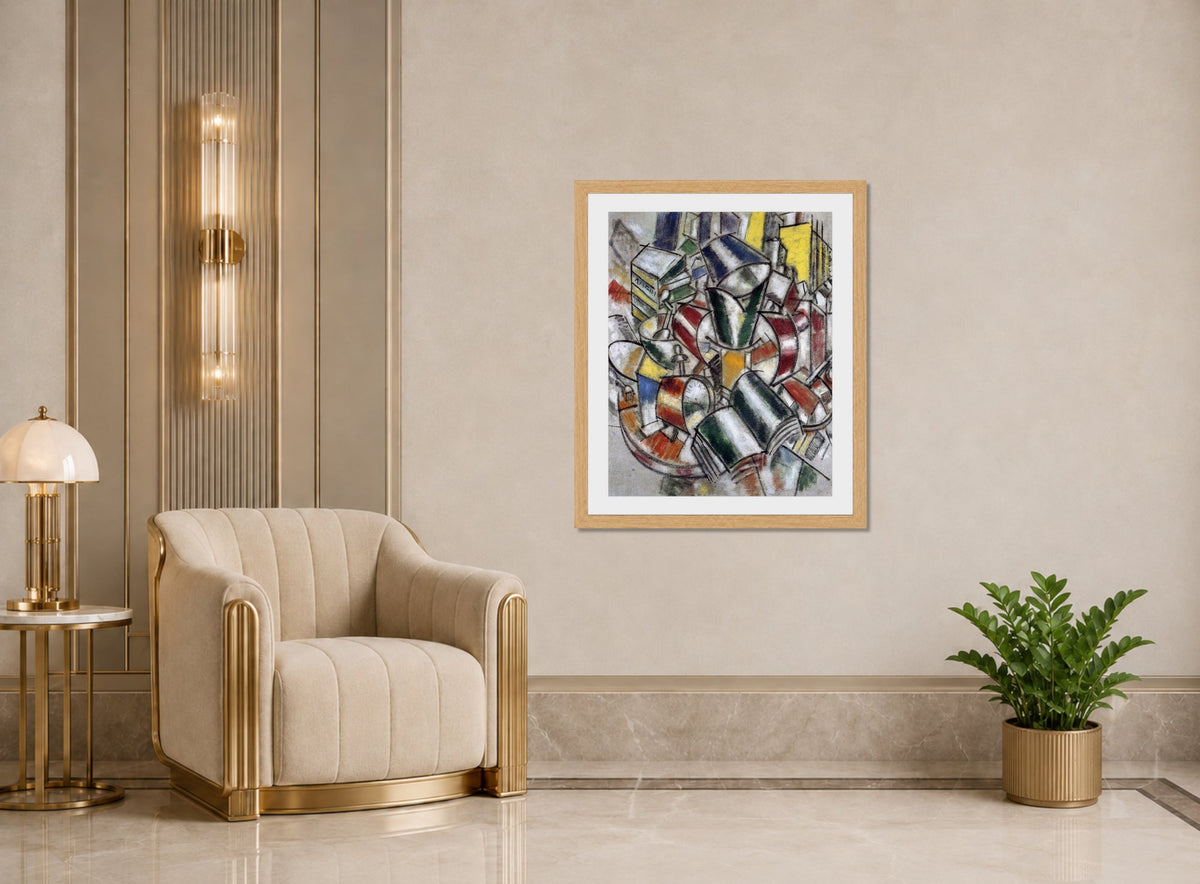 Fernand Leger Print, Nature morte (Still life) displayed in an Art Deco interior