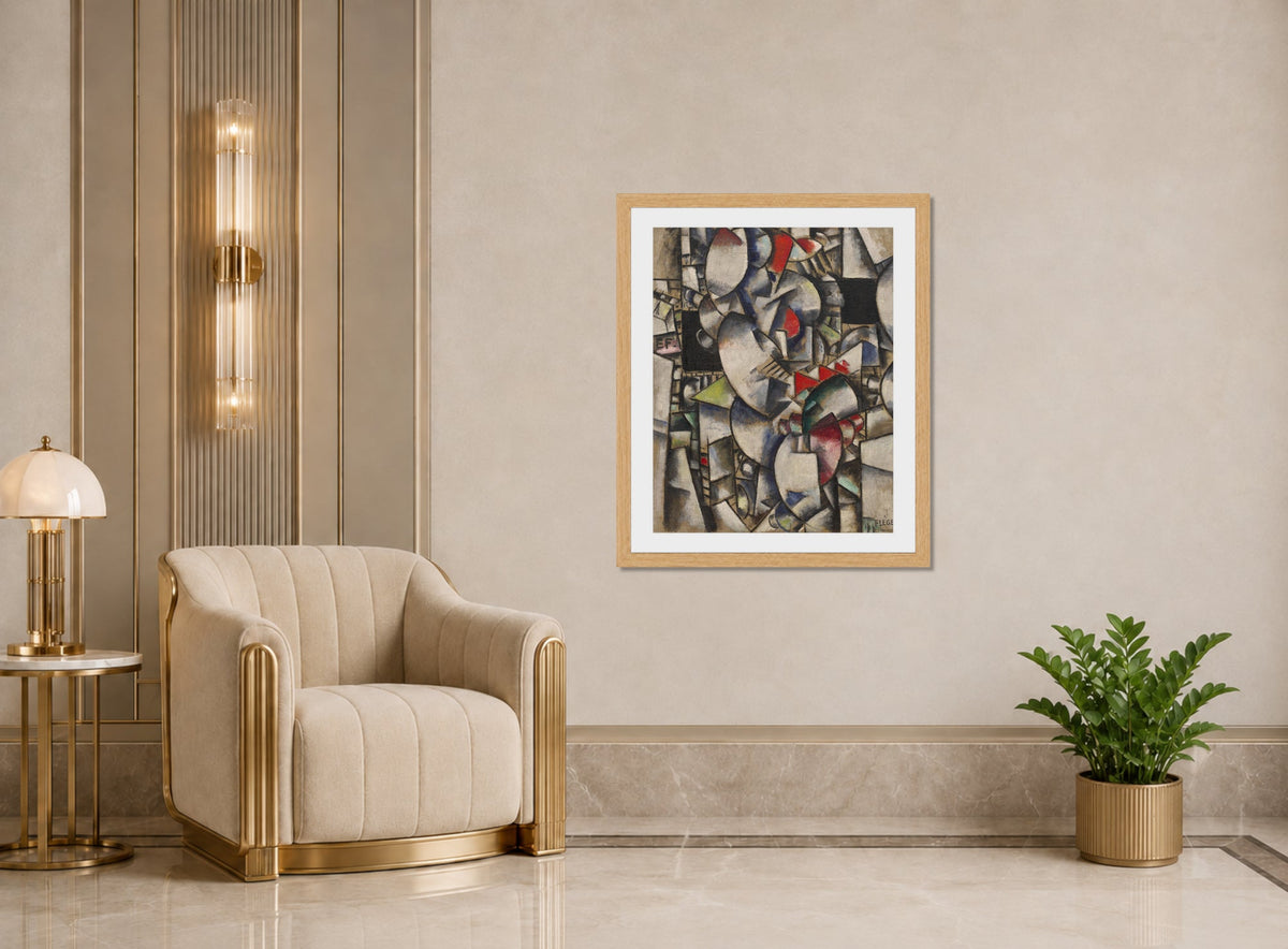 Fernand Leger Print, Nude Model in the Studio (Le modèle nu dans l'atelier) displayed in an Art Deco interior