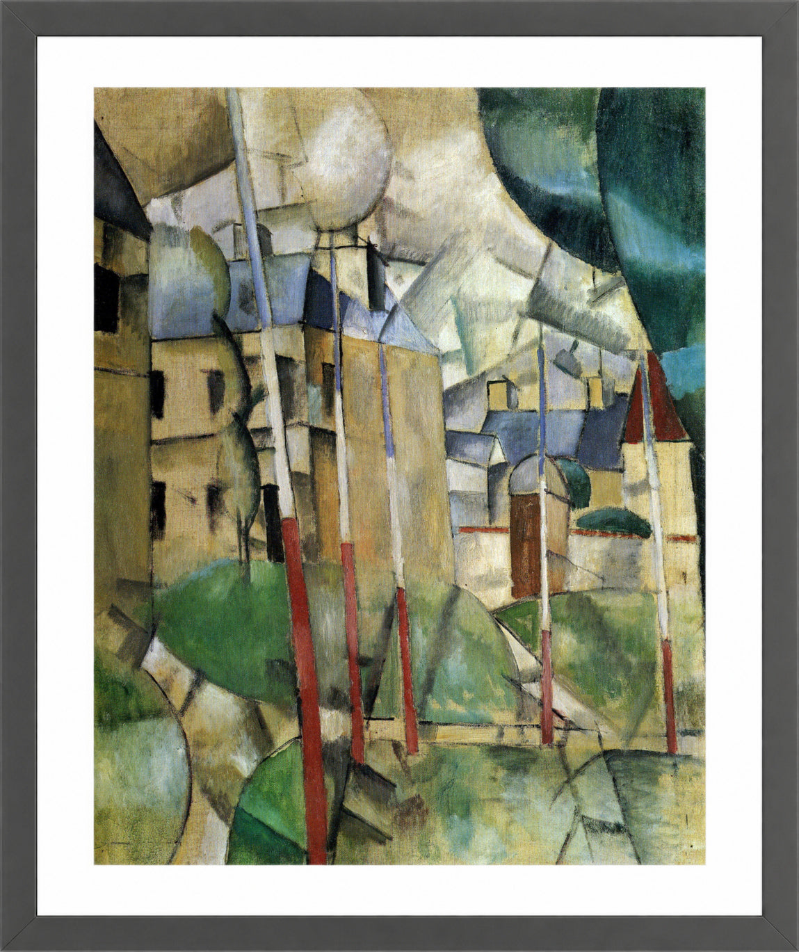 Fernand Leger Print, Paysage (Landscape) in a dark grey frame