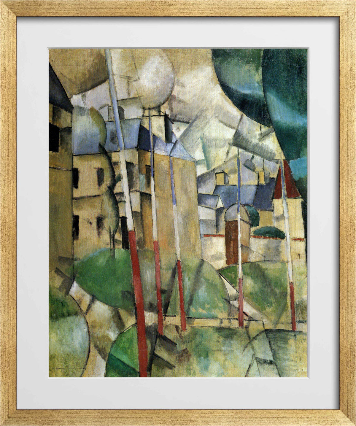 Fernand Leger Print, Paysage (Landscape) in a gold frame