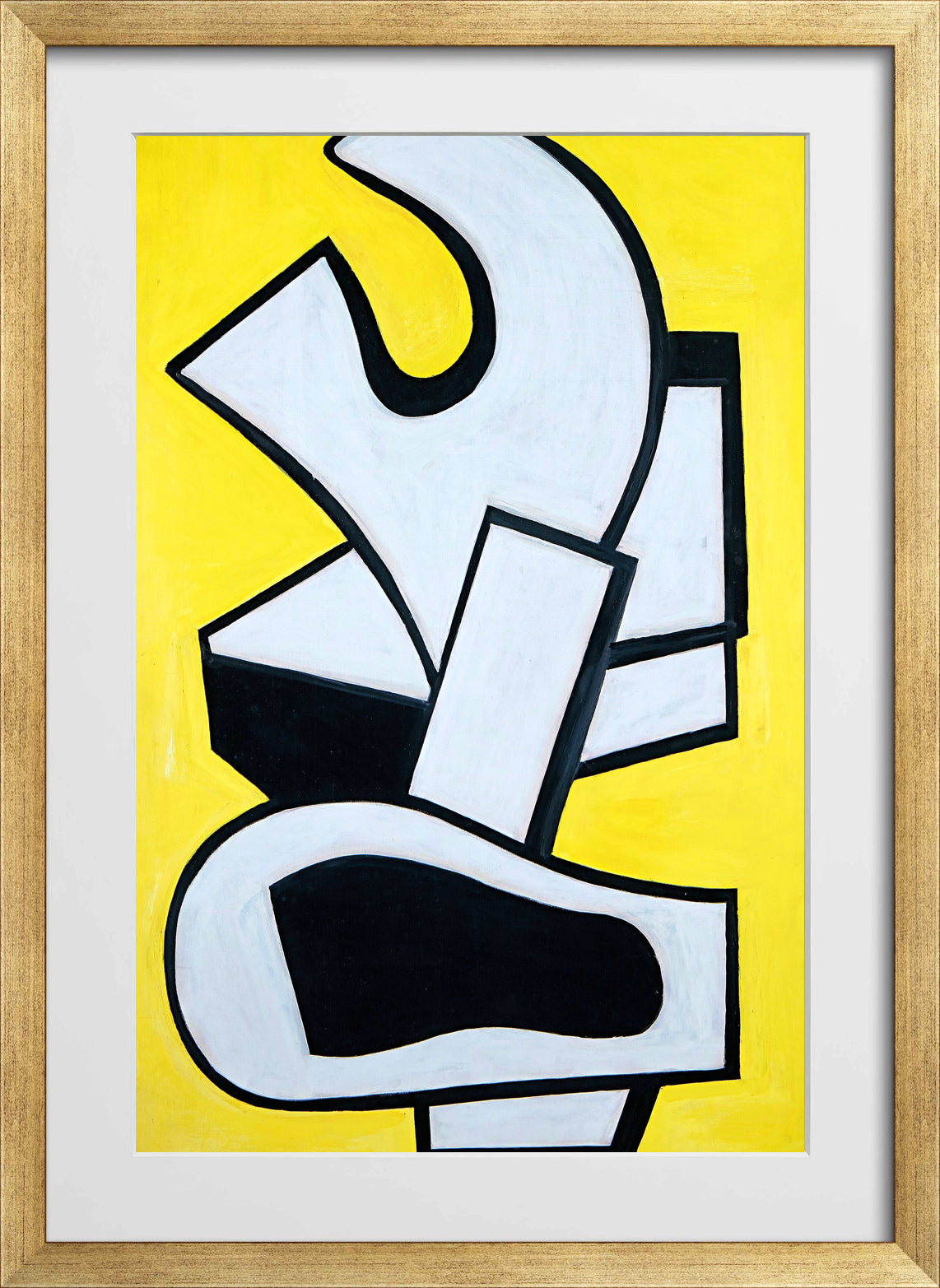 Fernand Léger, Peinture murale sur fond jaune — gold frame