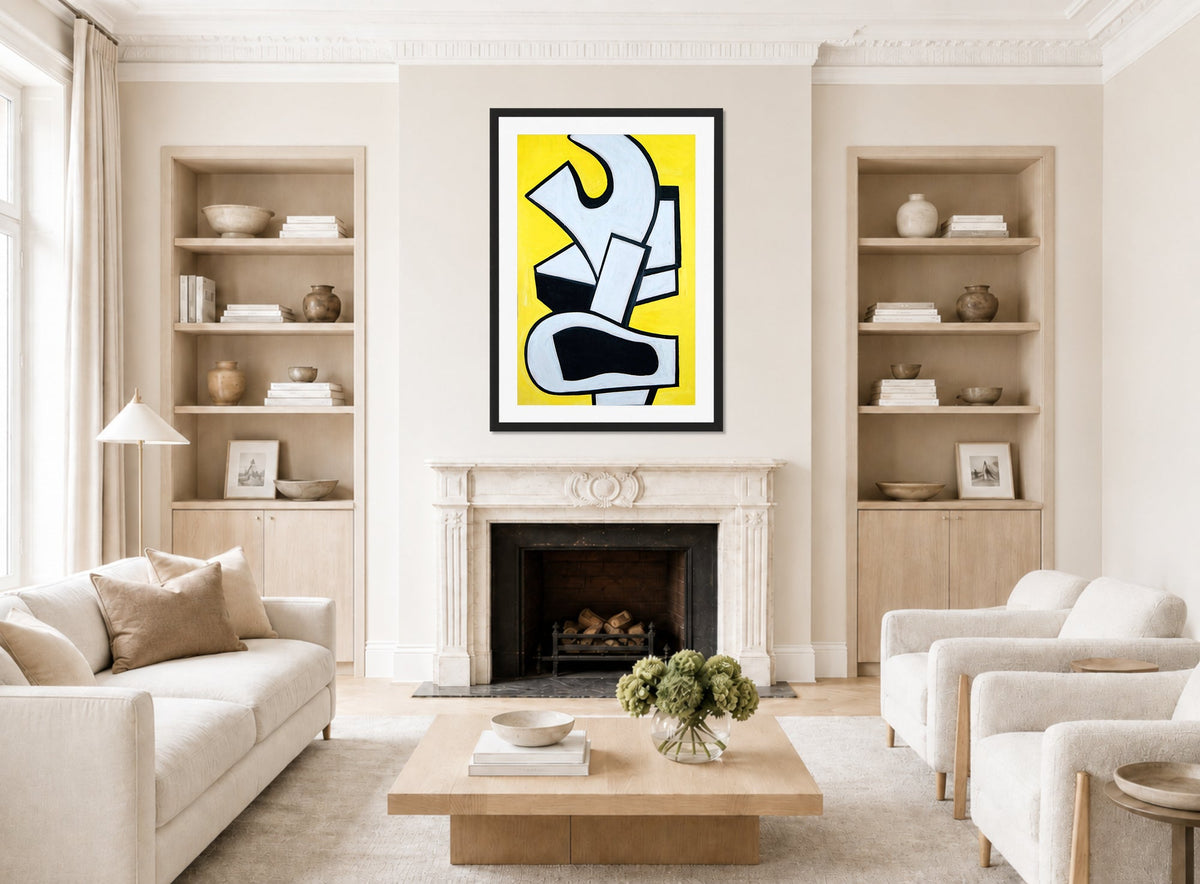 Fernand Léger, Peinture murale sur fond jaune — living room roomset