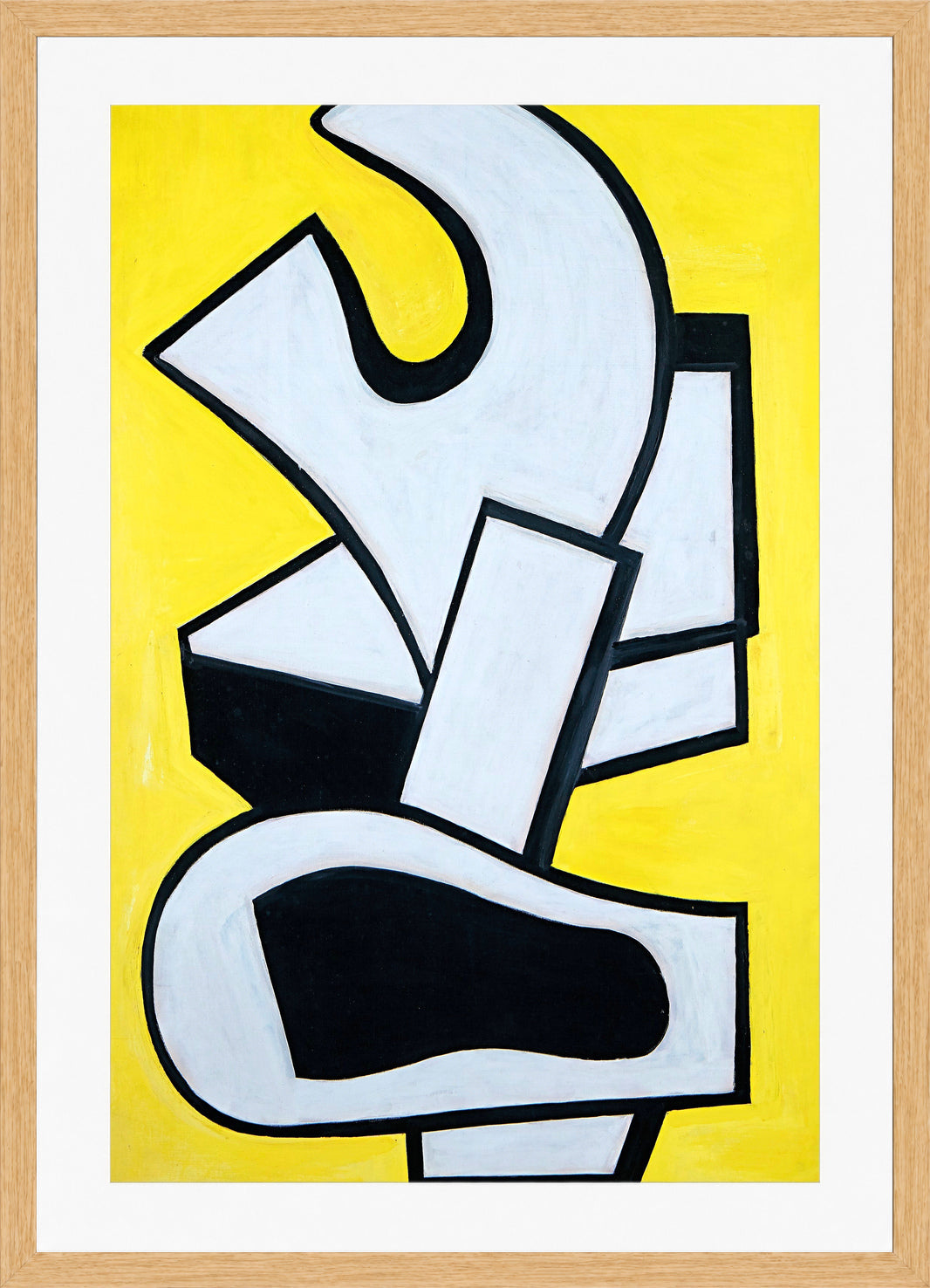 Fernand Léger, Peinture murale sur fond jaune — oak frame