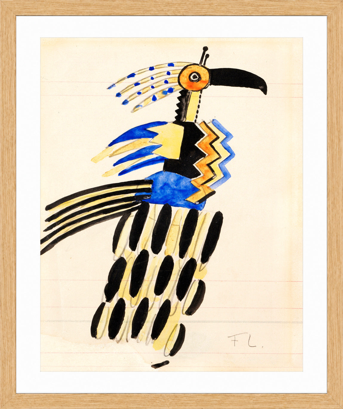Fernand Léger, Projet de costume pour La Création du monde — oak frame