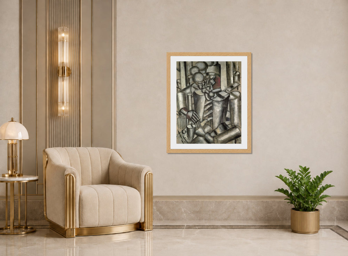 Fernand Leger Print, Soldier with a pipe (Le Soldat à la Pipe) displayed in an Art Deco interior