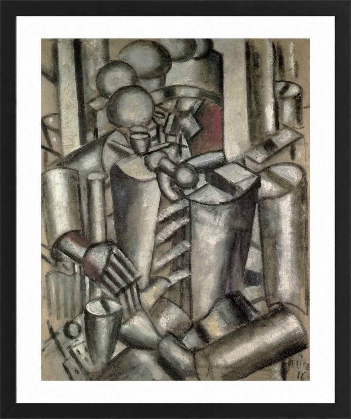 Fernand Leger Print, Soldier with a pipe (Le Soldat à la Pipe) in a black frame