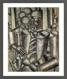 Fernand Leger Print, Soldier with a pipe (Le Soldat à la Pipe) in a dark grey frame