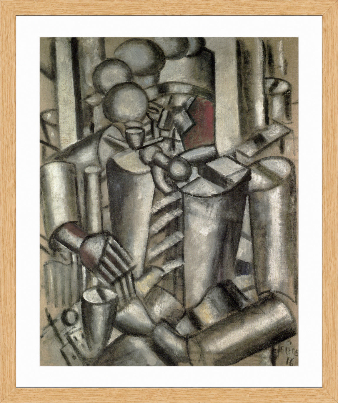 Fernand Leger Print, Soldier with a pipe (Le Soldat à la Pipe) in an oak frame