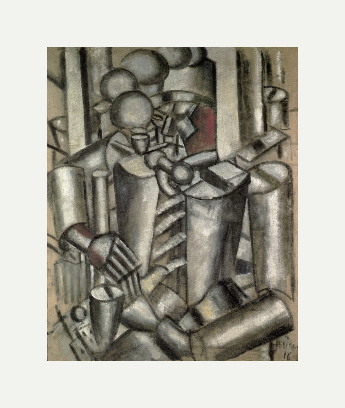 Fernand Leger Print, Soldier with a pipe (Le Soldat à la Pipe) with an off-white border for rolled canvas