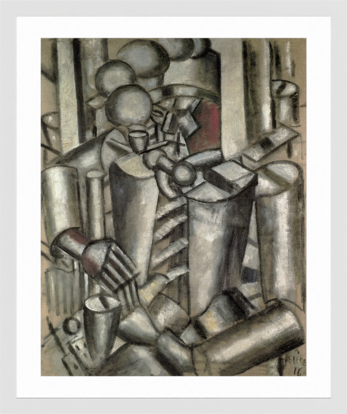 Fernand Leger Print, Soldier with a pipe (Le Soldat à la Pipe) in a white frame