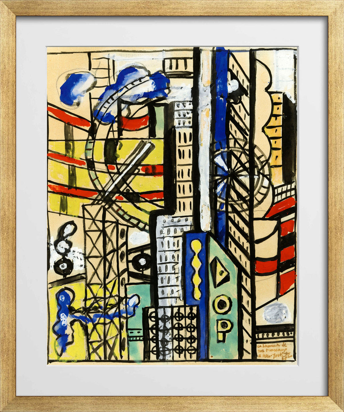 Fernand Léger, Souvenir de New York — gold frame