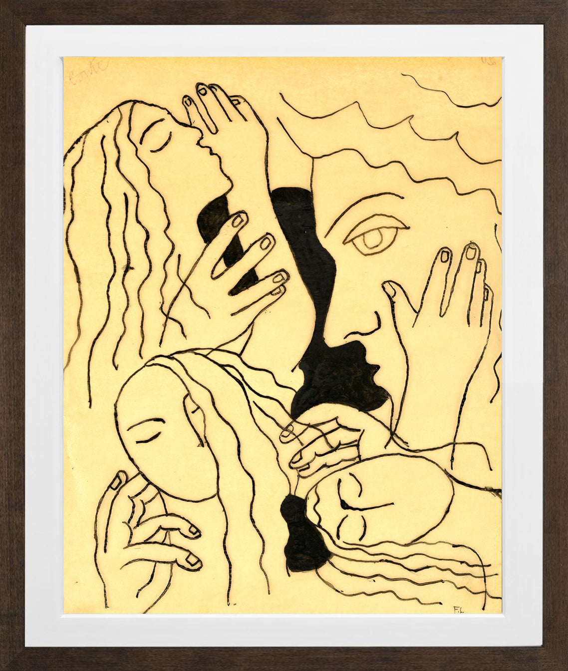 Fernand Léger, Têtes et mains — brown frame