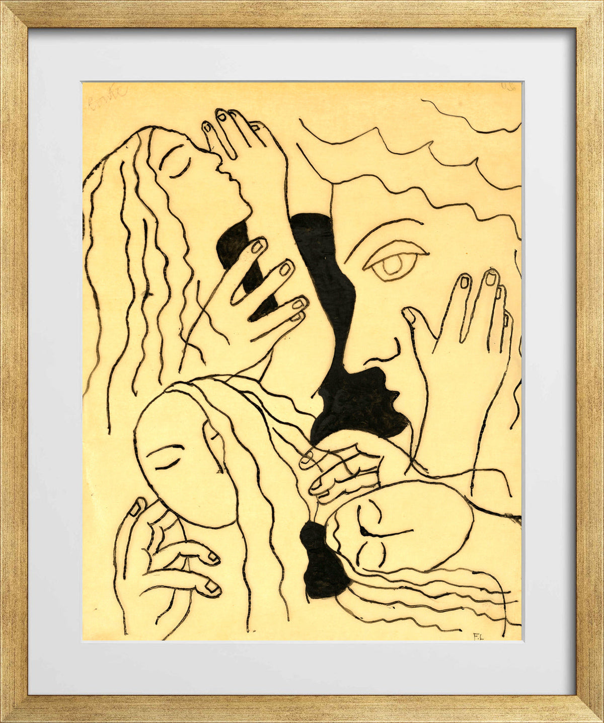 Fernand Léger, Têtes et mains — gold frame