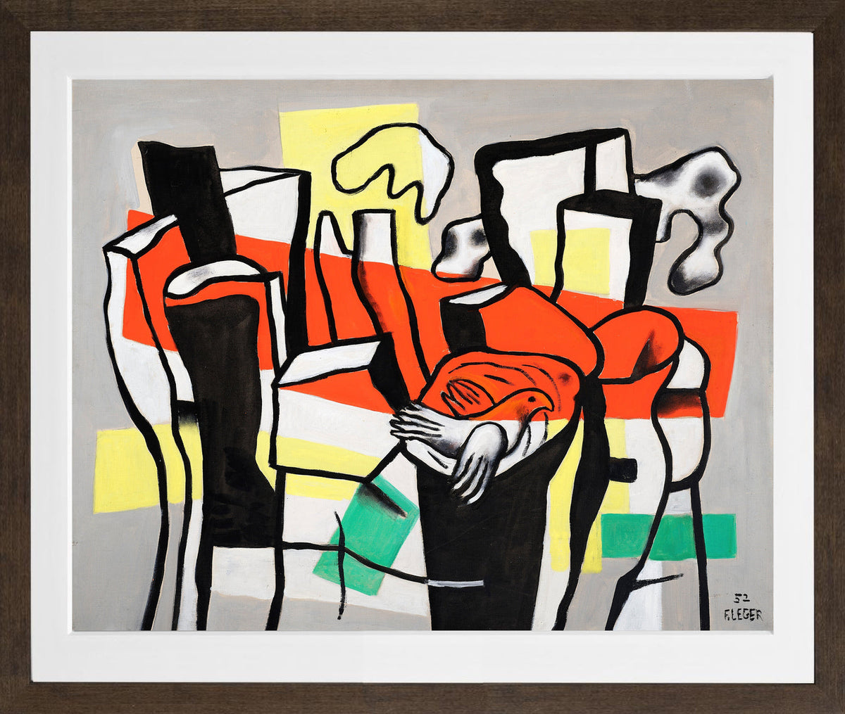 Fernand Léger, Un Oiseau devant les troncs d’arbres — brown frame