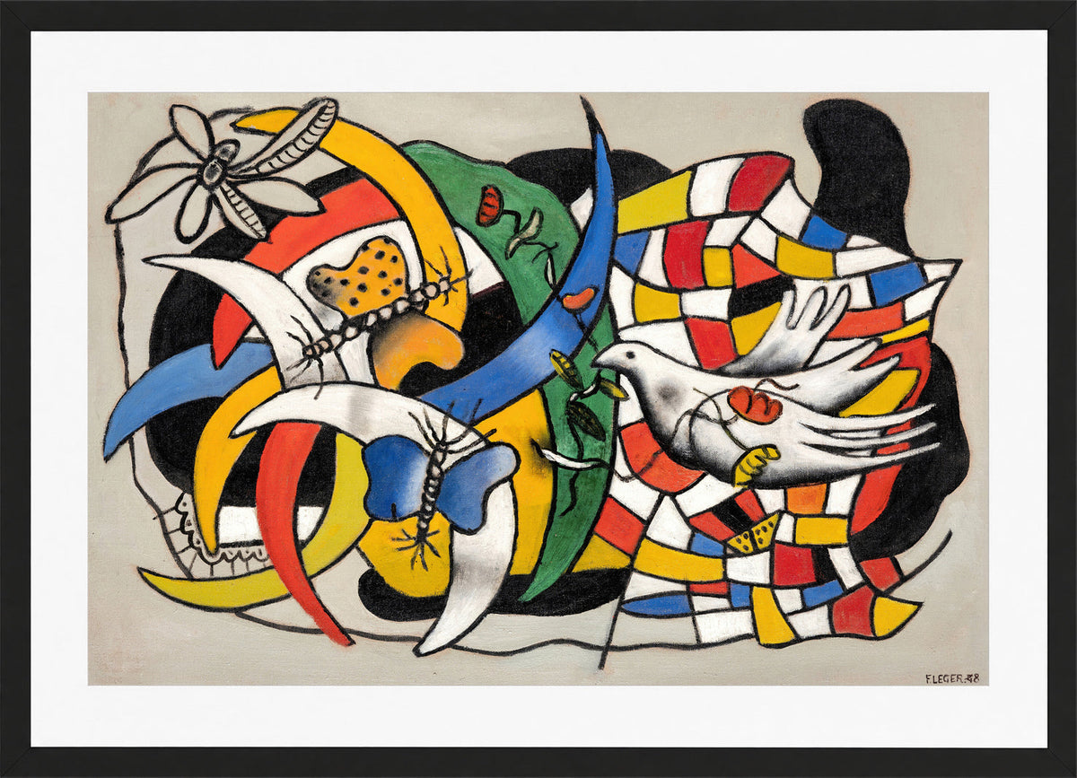 Fernand Léger, Un Oiseau et deux papillons (La Journée d’été) — black frame