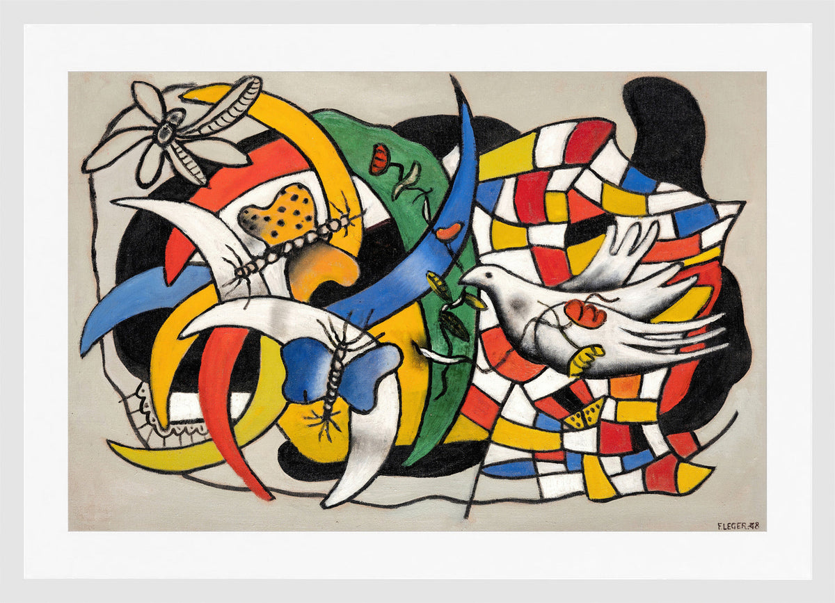 Fernand Léger, Un Oiseau et deux papillons (La Journée d’été) — white frame