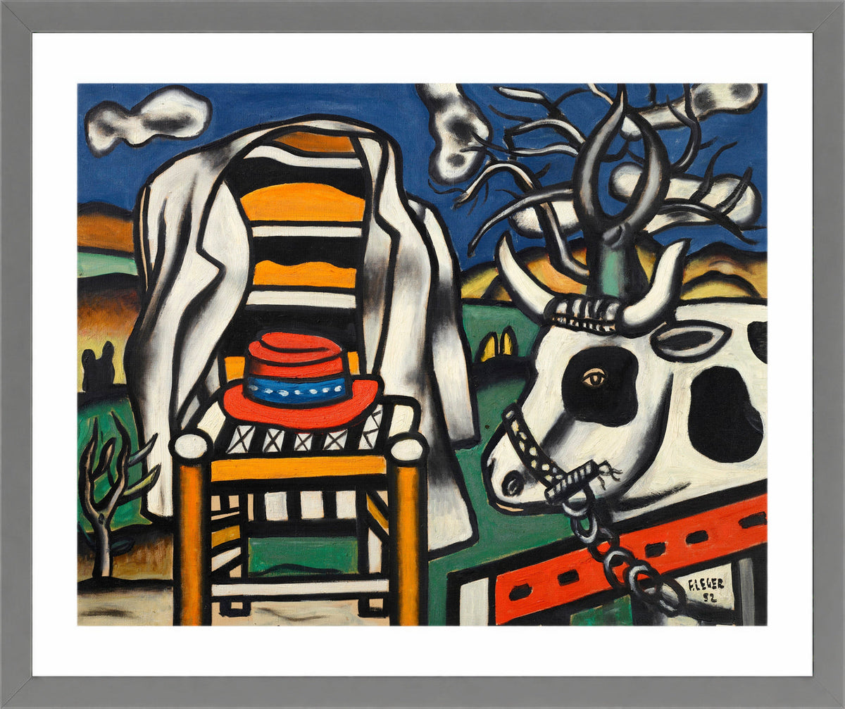 Fernand Léger, Une vache et un chapeau rouge — light grey frame