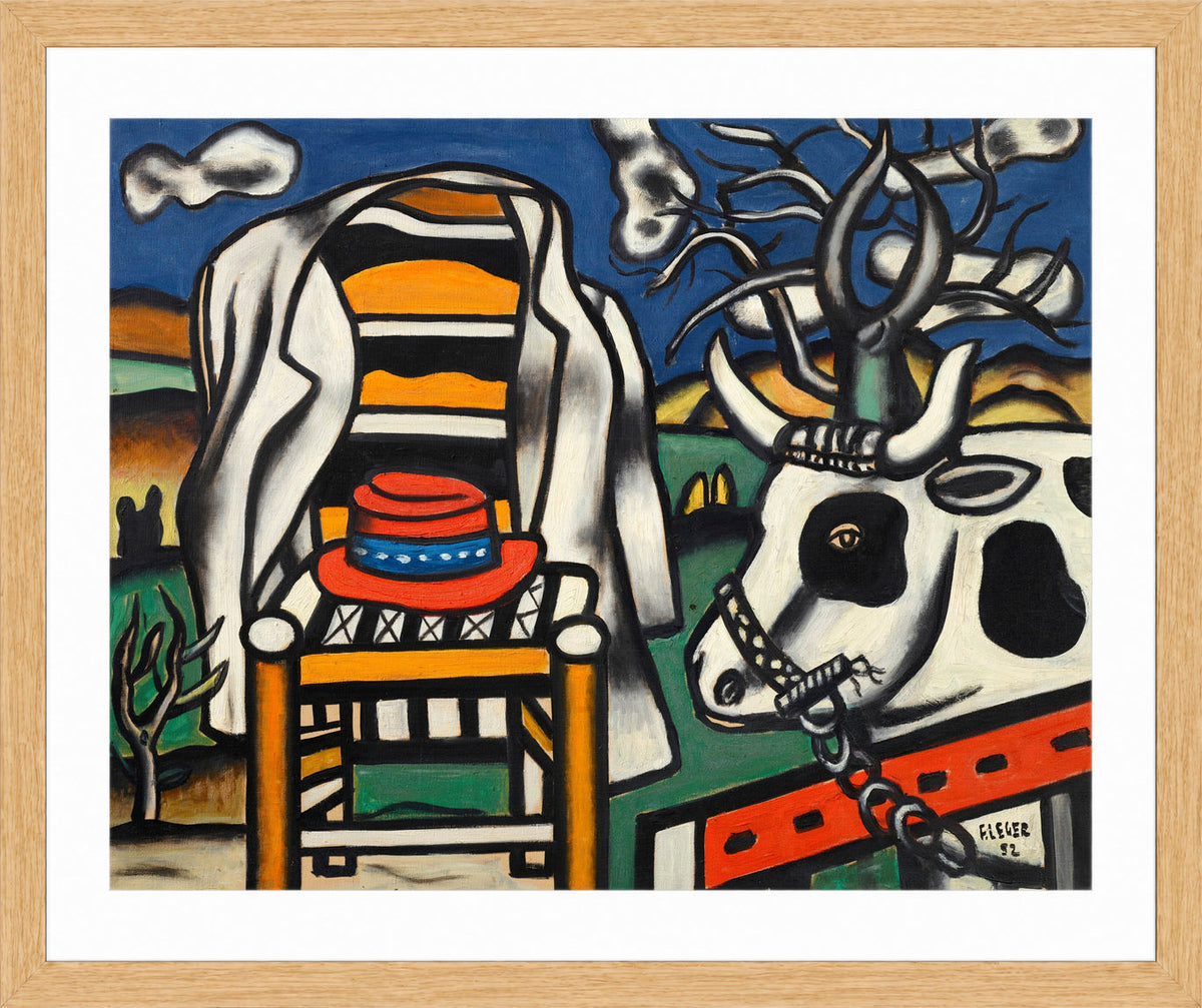 Fernand Léger, Une vache et un chapeau rouge — oak frame