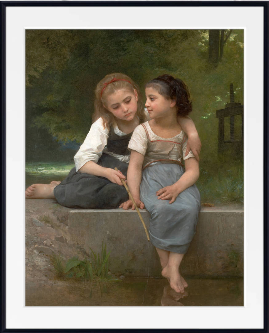 William-Adolphe Bouguereau, Fine Art Print : Fishing for Frogs