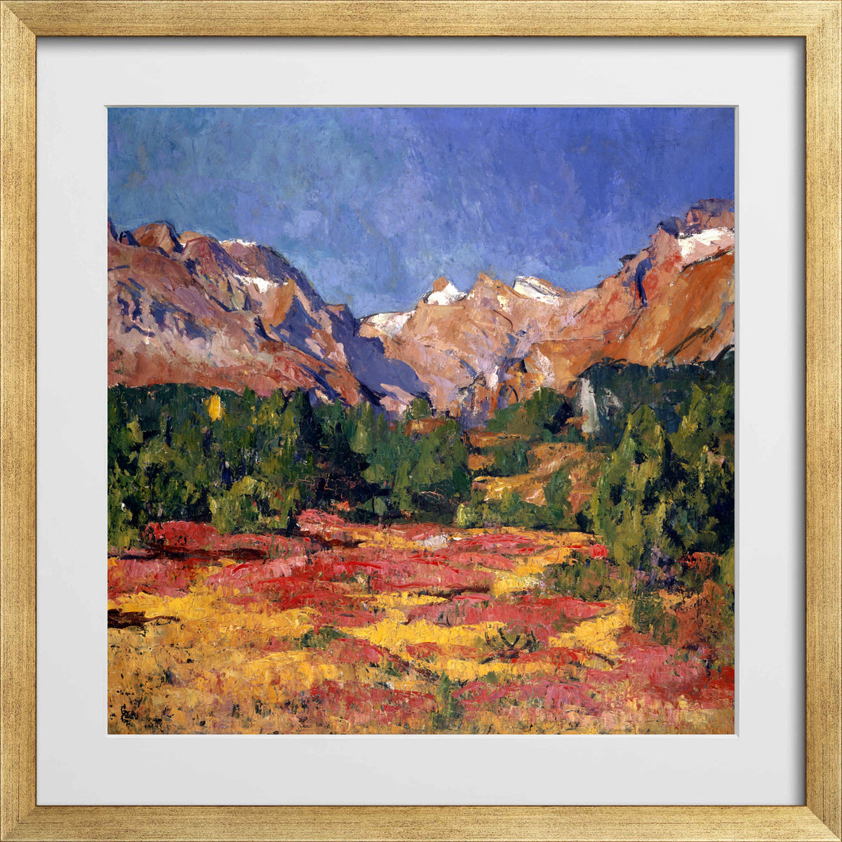 Giovanni Giacometti, Autumn Landscape (Maroz Valley with Piz Duan and Gletscherhorn) (1927) — gold frame