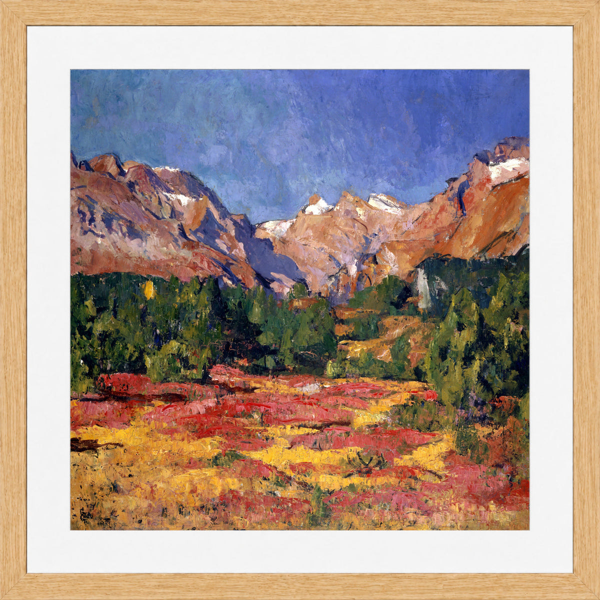 Giovanni Giacometti, Autumn Landscape (Maroz Valley with Piz Duan and Gletscherhorn) (1927) — oak frame