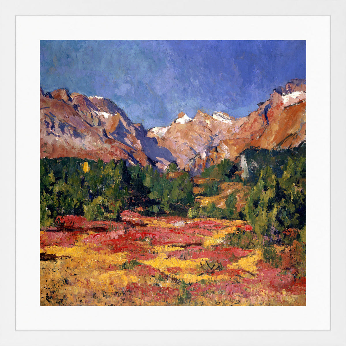 Giovanni Giacometti, Autumn Landscape (Maroz Valley with Piz Duan and Gletscherhorn) (1927) — white frame