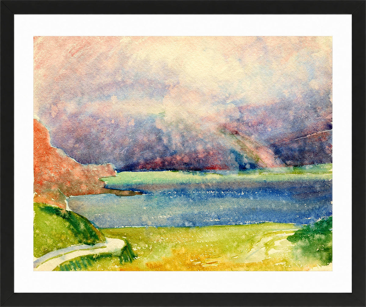 Giovanni Giacometti, Blick von Maloja auf den Silsersee mit Regenbogen — black frame