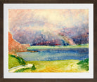 Giovanni Giacometti, Blick von Maloja auf den Silsersee mit Regenbogen — brown frame