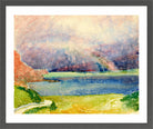 Giovanni Giacometti, Blick von Maloja auf den Silsersee mit Regenbogen — dark grey frame