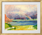 Giovanni Giacometti, Blick von Maloja auf den Silsersee mit Regenbogen — gold frame
