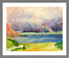Giovanni Giacometti, Blick von Maloja auf den Silsersee mit Regenbogen — light grey frame