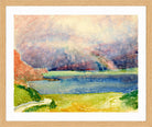 Giovanni Giacometti, Blick von Maloja auf den Silsersee mit Regenbogen — oak frame