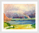 Giovanni Giacometti, Blick von Maloja auf den Silsersee mit Regenbogen — white frame