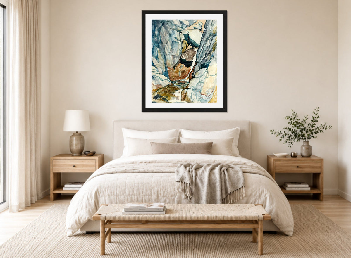 Giovanni Giacometti, Mountain Gorge with Waterfall — bedroom
