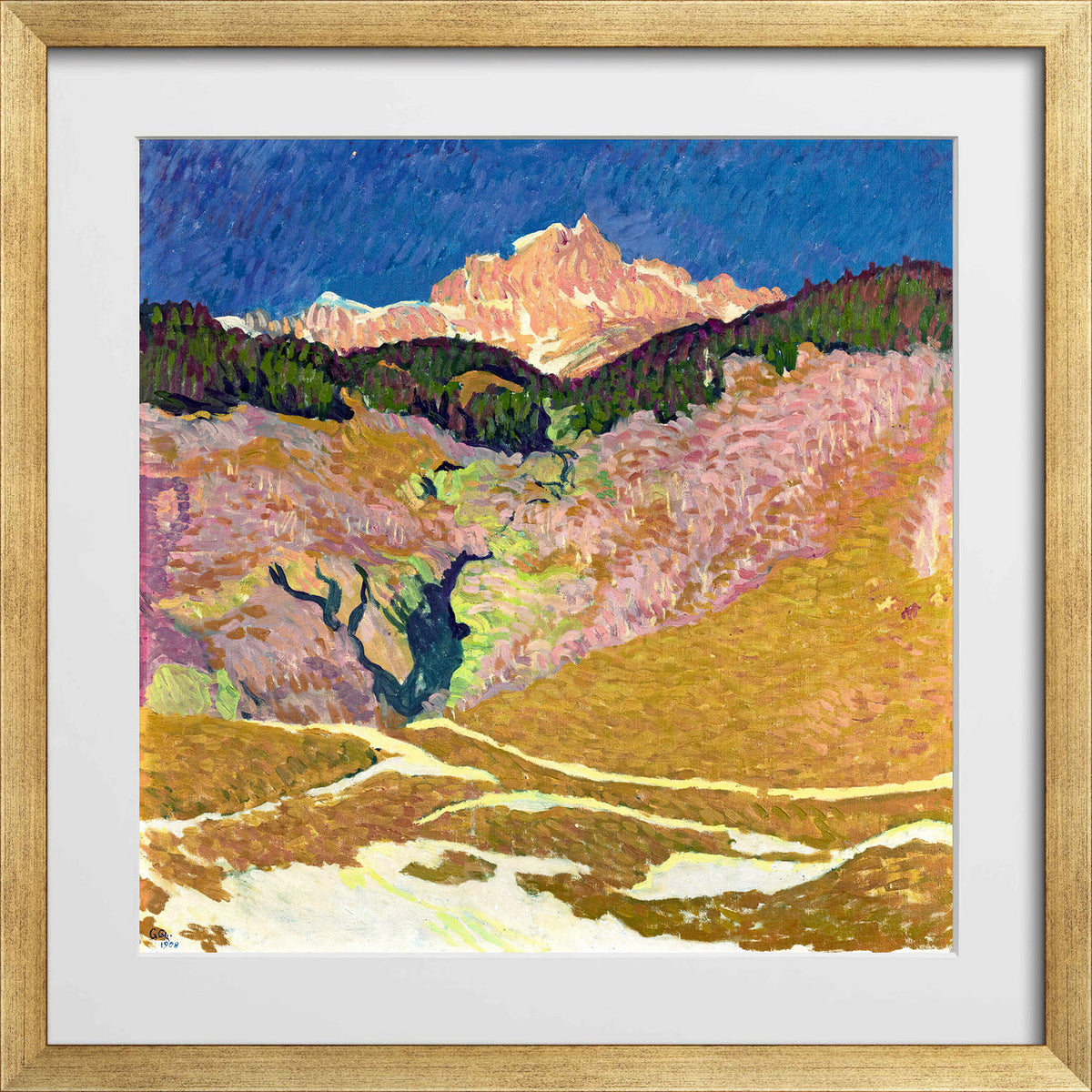 Giovanni Giacometti, Piz Duan (1908) — gold frame