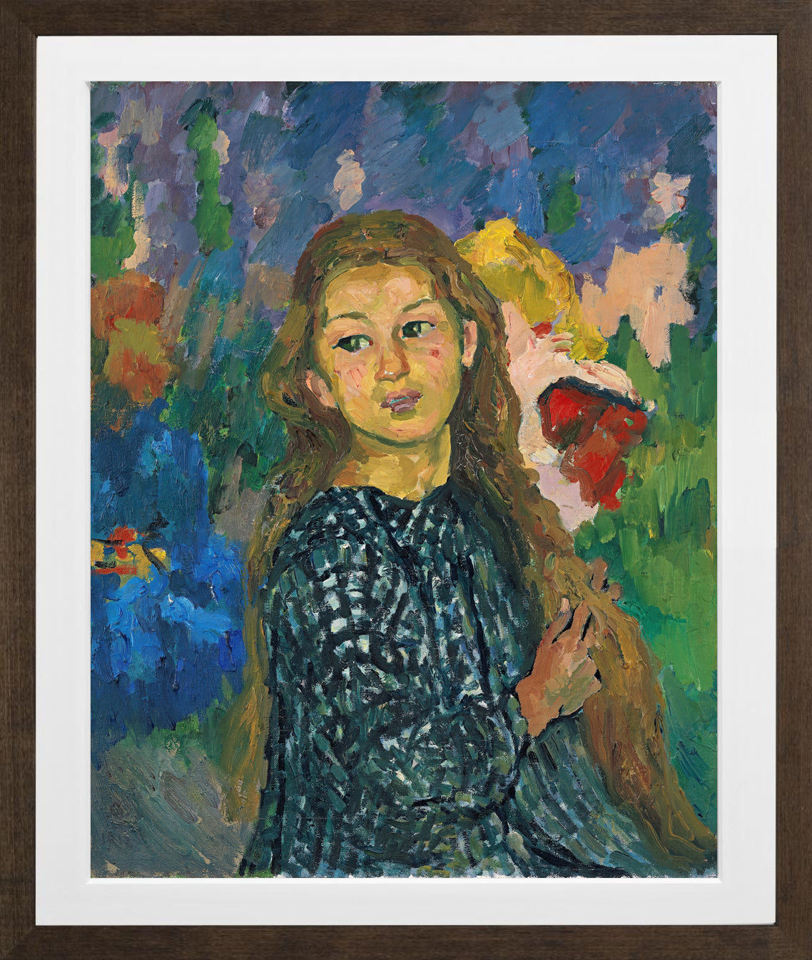 Giovanni Giacometti, Portrait of Ottilia Giacometti (1912) — brown frame